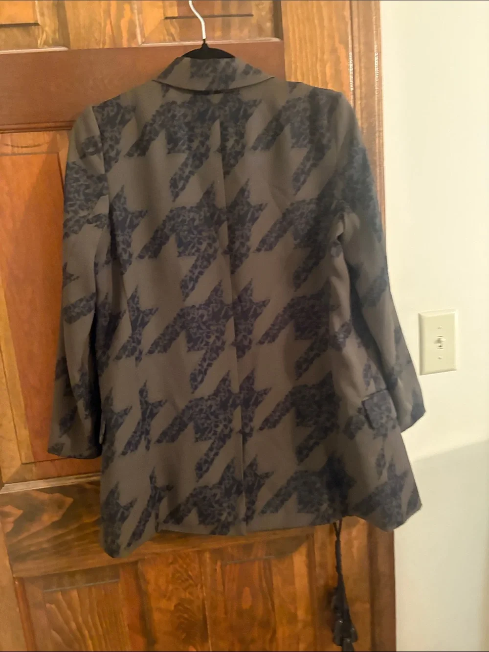 All saints Womens Olive & Black Patterned Blazer Jacket